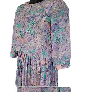 Prairie dress flowy  shoulder‎ pads Size 8